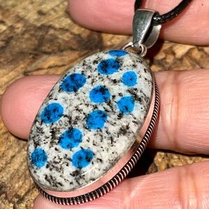 Splotches of K2 Azurite Granite Pendant 2”
